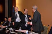 CMA Kuwait Head of Delegation with the IOSCO Board Chair and IOSCO Secretary General